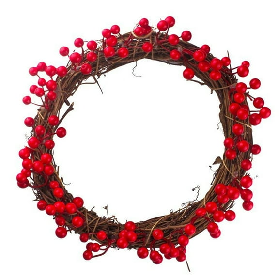 Artificial Red Berry Wreath for Christmas Decorations 11. Inch Winter Cranberry Wreath for Front Door Indoor Outdoor Xmas Party Home Decor Holiday Front Door Wreaths and Festive Wall Hanging Decor