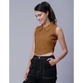 thumbnail image 2 of Moomaya Solid Tank Tops For Women, Sleeveless Collar Neck Shirt Crop Top Blouse, 2 of 7