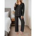 thumbnail image 3 of Cueply Womens Pajama Sets Long Sleeve Knit Button Down Pj Lounge Sets Sleepwear with Drawstring Pockets, 3 of 6