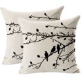 thumbnail image 1 of Juego de 2 fundas de almohada vintage con estampado de conchas, ramas de pájaros, negro, 45 x 45 cm JAMW Sencillez, 1 of 4