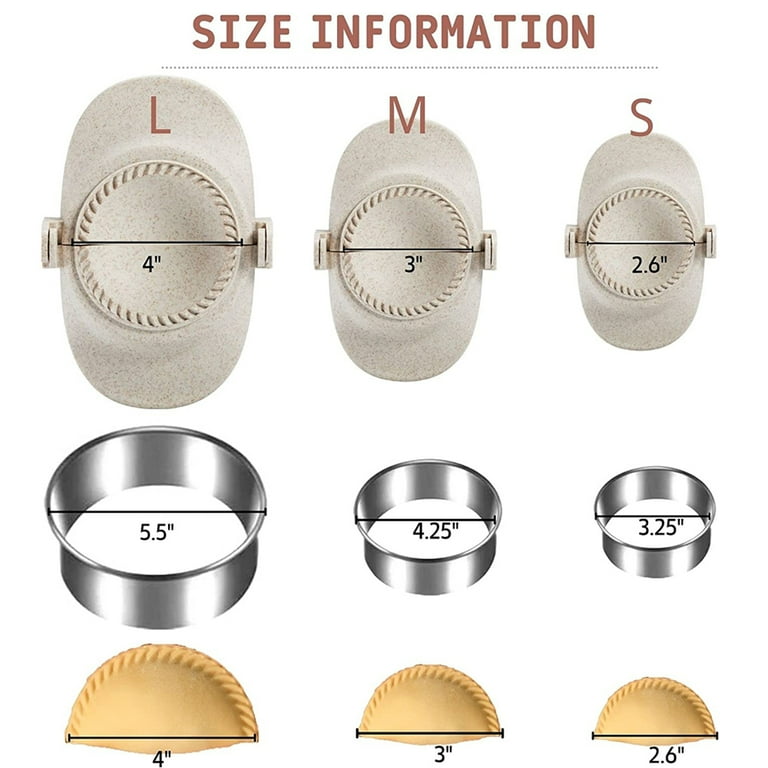 Spoon Fed Goods Stainless Dumpling Maker Set, Press, Cutter, Ravioli Stamp Cutter Round Shapes Mold, Empanada Molder Kit, Wrappers Mold Kitchen