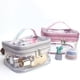 thumbnail image 2 of Bolsa de aseo de viaje doble impermeable, bolsa de PVC transparente para accesorios de uñas y cabello, organizador de bolsa de playa (gris claro), 2 of 4
