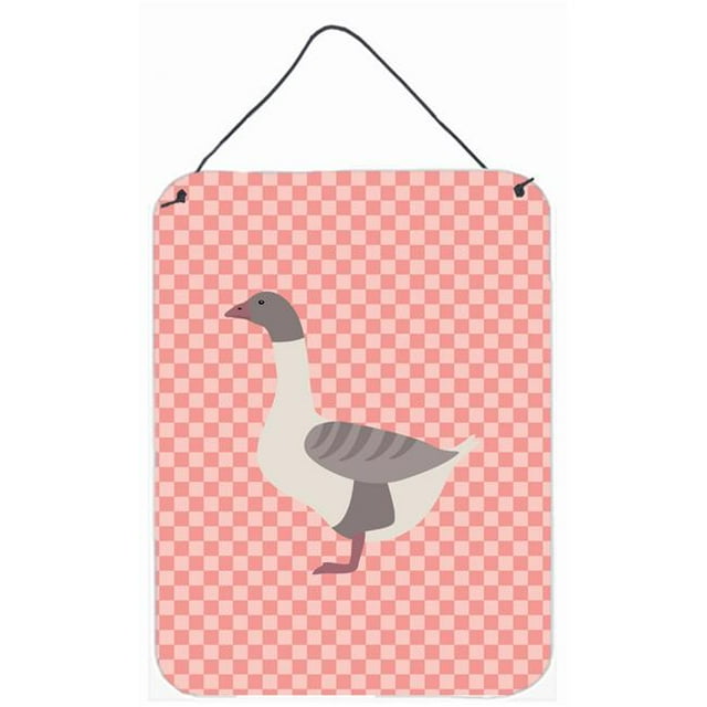 Carolines Treasures BB7901DS1216 Buff Grey Back Goose Pink Check Wall or Door Hanging Prints