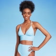 thumbnail image 2 of Wild Fable Women's Bikini Top Longline Lace-Up Back XXS Light Blue, 2 of 2