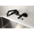 thumbnail image 2 of Kingston Brass KS313MB Kingston Two Handle Wall Mount Kitchen Faucet, Matte Black, 2 of 5