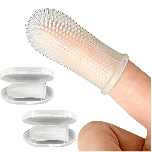 Cepillo de dientes de dedo para perros (4 unidades), cepillo de dientes de dedo para limpiar los dientes del perro, cepillo de dientes para mascotas (color transparente), cepillo de dientes para cacho