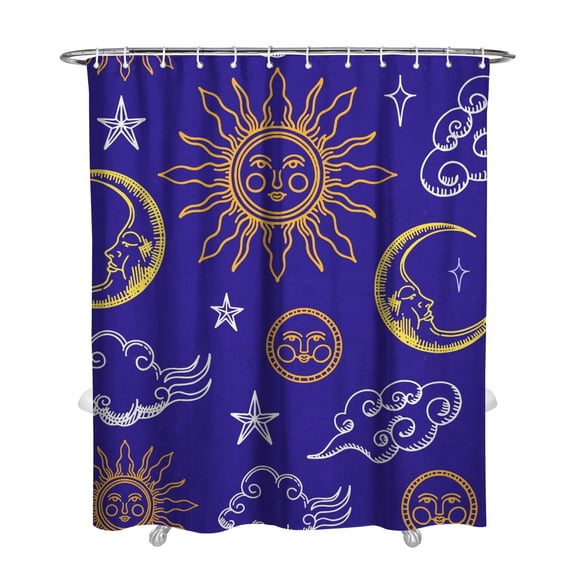 Gothic Shower Curtain Set - Dark Celestial Moon & Star Print, Mystical Cosmic Bath Decor, Waterproof Polyester 72"x84", Goth Aesthetic Gift