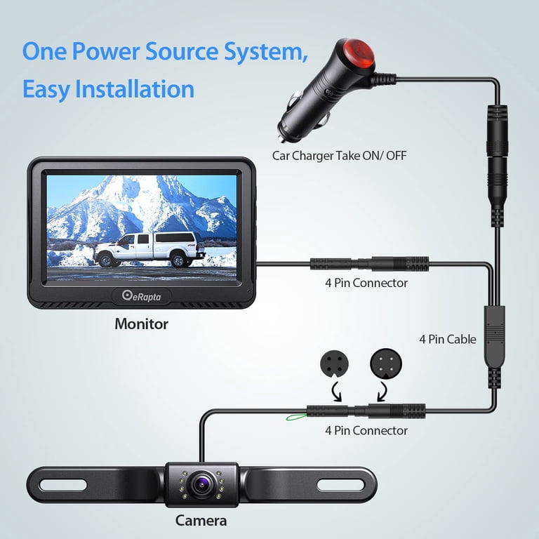 eRapta A43 4.3" HD Backup Camera System, Waterproof photo 8