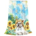 thumbnail image 2 of Fuzoiu French Bulldog Sunflowers Bubbles Print Ultra-Soft Micro Fleece Blanket,All Seasons Flannel Throw, Lightweight Blanket for Bed, Sofa, Couch, Movie Night, Camping, and Travel-60"x50", 2 of 7