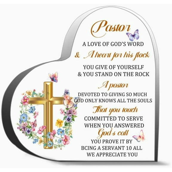 Pastor Appreciation Ordination Gifts Pastor Thank You Gifts For Women Men Pastor Birthday Prayer Gif Heart Acrylic Decoration Gift For Couple Parent Women Mom Husband Wife