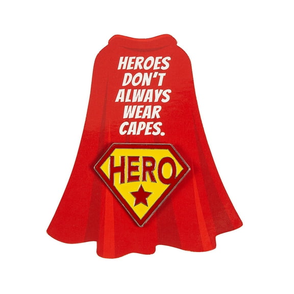 Hero Pins with Card, Jewelry, Party Supplies, 12 Pieces