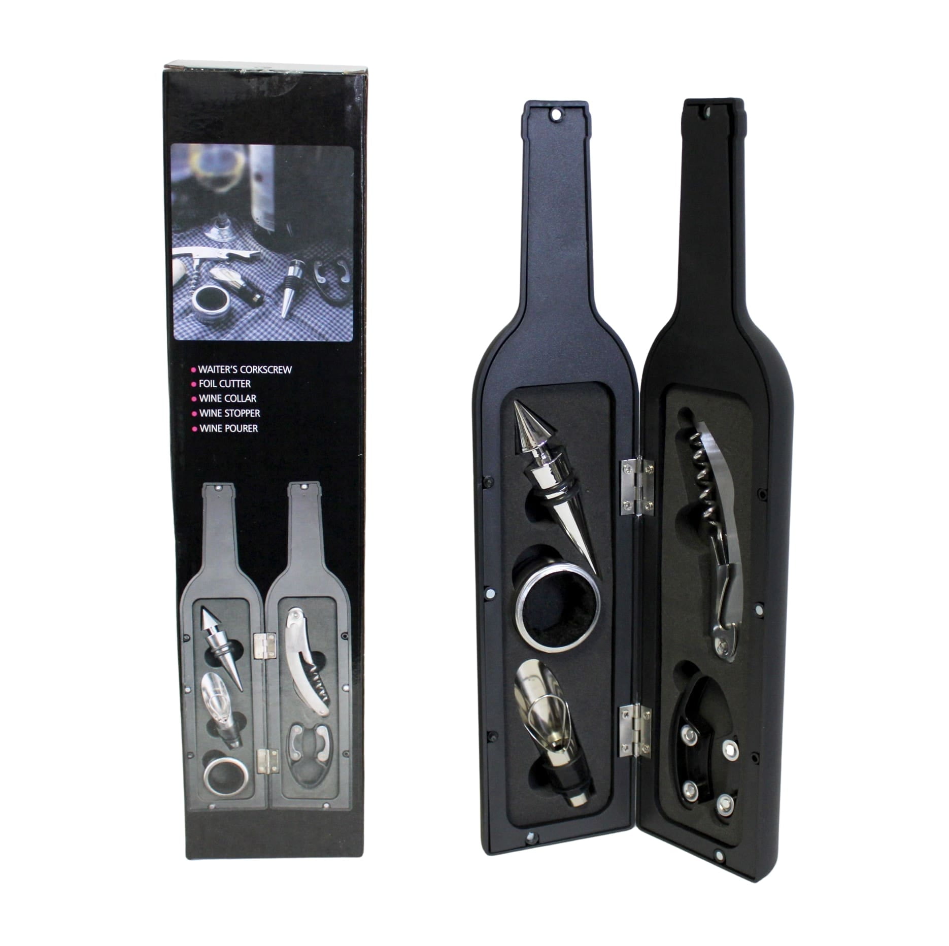 Wine Accessories Gift Set Wine Bottle Corkscrew Opener Kit, Drip Ring, Foil Cutter and Wine