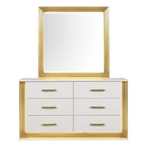 Pemberly Row Contemporary 6-Drawer Dresser Made with Wood & Gold Finish