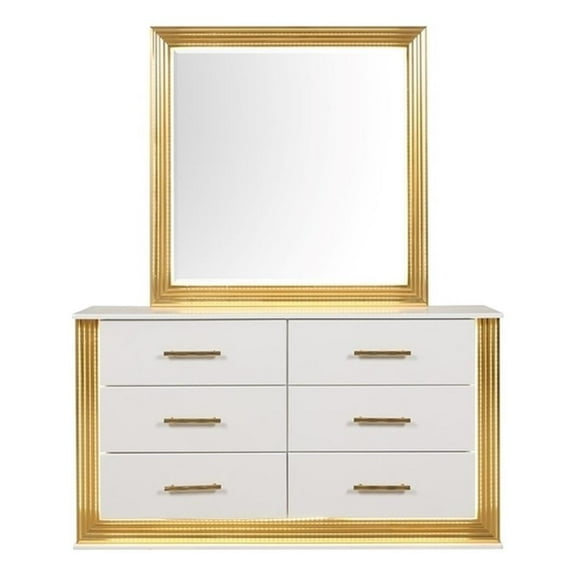 Pemberly Row Contemporary 6-Drawer Dresser Made with Wood & Gold Finish