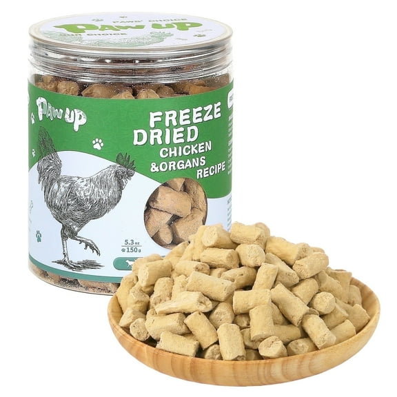 PAWUP Freeze Dried Dog & Cat Treats, 3 Ingredient Chicken Breast, Chicken Heart, and Chicken Liver, Grain Free, Hign Protein Training Snacks, 5.3oz