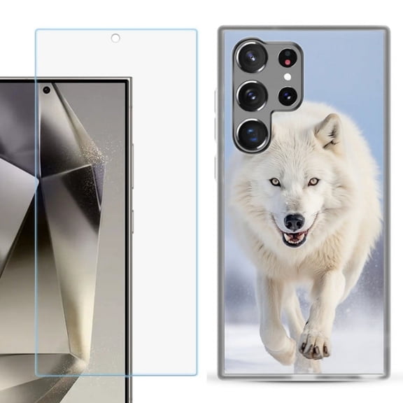 OneToughShield ® Compatible with Samsung Galaxy S24 Ultra, Shockproof Phone Case, with Tempered Glass Screen Protector - Arctic Wolf