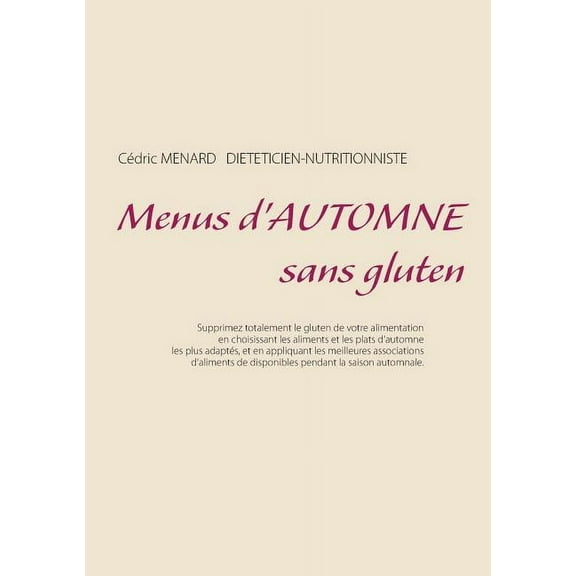 Menus d'automne sans gluten, (Paperback)