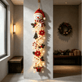 thumbnail image 4 of 47"Glowing Christmas Door Hanger, Lighted Christmas Door Hanger, Rustic Quilted Fabric Wreath, Merrycascade Light-Up Christmas Decoration, 7 Festive Light Designs, Vertical Display (Snowman-A), 4 of 7