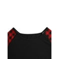 thumbnail image 6 of VSNOW Women Plaid Patchwork 3/4 Sleeve Loose Tops T Shirt Casual Blouse Plus Size, 6 of 8