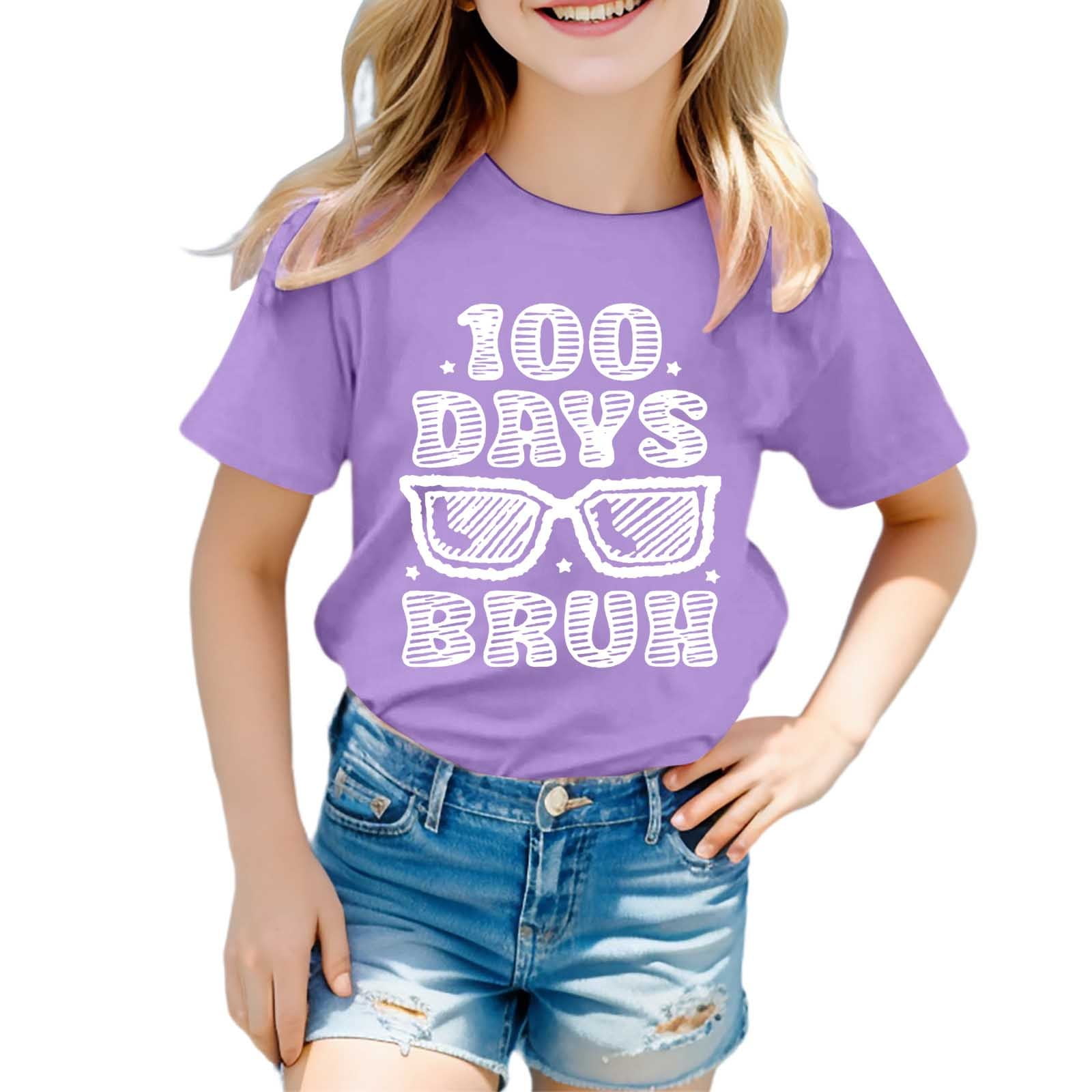 WEIYLL T Shirts for Girls Teen Short Sleeve 100 Days Of School