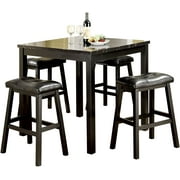 ACME Marble Like Counter Height 5-Piece Dining Set Black