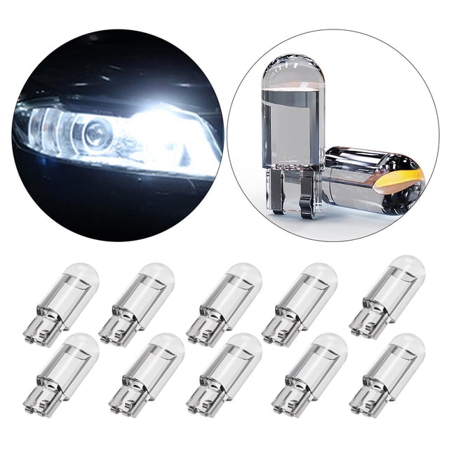 Bombilla de coche LED shamjiam 10 Piezas T10 COB 12V Iluminación blanca