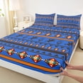 thumbnail image 3 of Homewish Retro Boho Tribal Queen Sheet Sets,Rustic Farmhouse Horse Flat Sheet,Blue Orange Queen Fitted Sheet For Boy Kids,Ultra Soft Home Decor,4 Pieces, 3 of 7