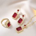 thumbnail image 2 of Conjunto de collar y pendientes de circonita de cristal rojo para mujer, conjunto de joyería de compromiso, regalo de aniversario para fiesta de cumpleaños, 2 of 4
