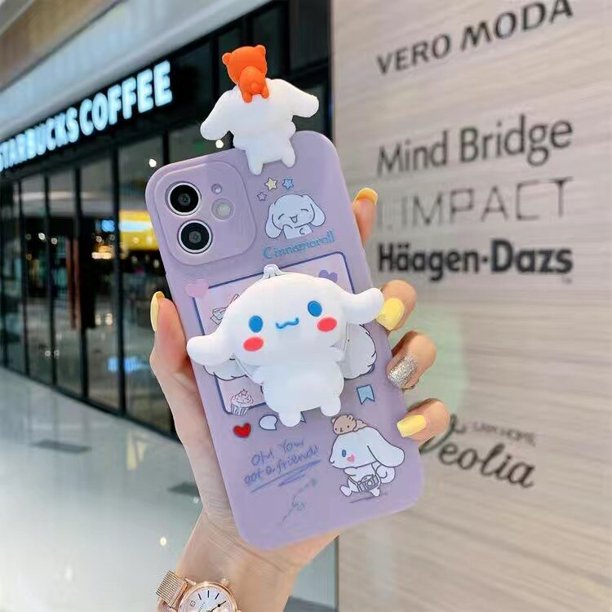 Pochacco-funda de teléfono con espejo Sanrio para iPhone, carcasa trasera con soporte para modelos 14, 13, 12, 11 Pro Max, Mini, XR, XS MAX, 8, X, 7, SE, 2020 Fivean unisex