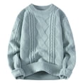 thumbnail image 1 of Styesk Mens Sweater Solid Color Pullover Sweater Cable Knit Crewneck Sweater Casual Loose Sweaters with Ribbing Edge Comfy Soft Oversized Sweater, 1 of 2