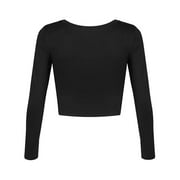Outfmvch crop tops for women Slim Long-sleeved Round Neck Basic Short womens tops crop tops Black