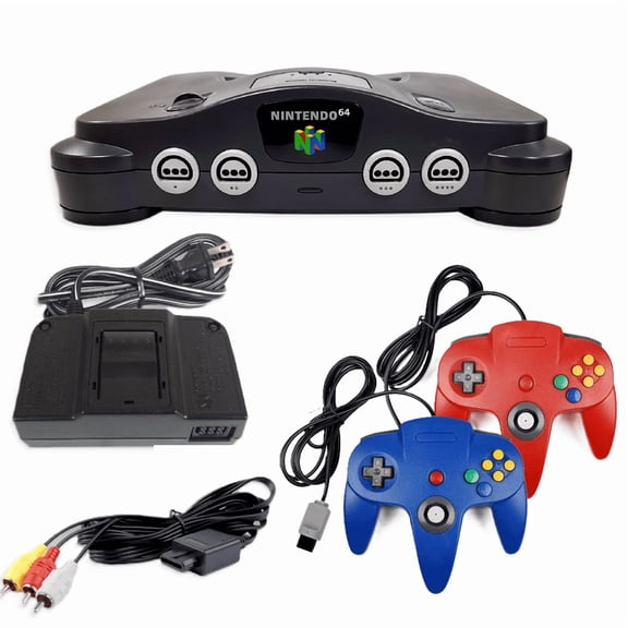 Nintendo 64 Console Game System (Refurbished) - Includes 2 Controllers - Red & Blue