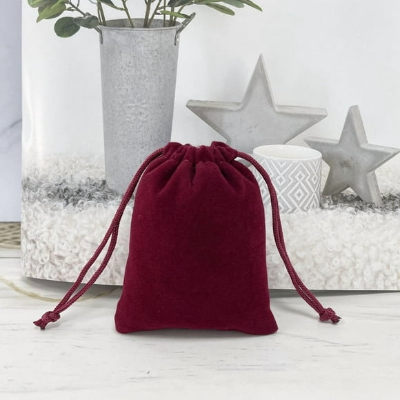 Sac de Rangement en Velours avec Cordon pour Bijoux Cadeaux 7x9cm Petites Pochettes en Velours pour Cadeaux de Mariage, Bordeaux 1Pcs JASKFLY