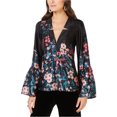 thumbnail image 1 of Nanette Lepore Blusa de seda floral para mujer, negro, mediano, 1 of 1