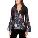 thumbnail image 1 of Nanette Lepore Blusa de seda floral para mujer, negro, pequeño, 1 of 1