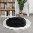 thumbnail image 6 of Oval Calming Donut Cuddler Dog Bed,Shag Faux Fur Cat Bed Washable Round Pillow Pet Bed(30"/36"/43") for Small Medium Dogs (XL(36"x27"x7"), Dark Grey), 6 of 12