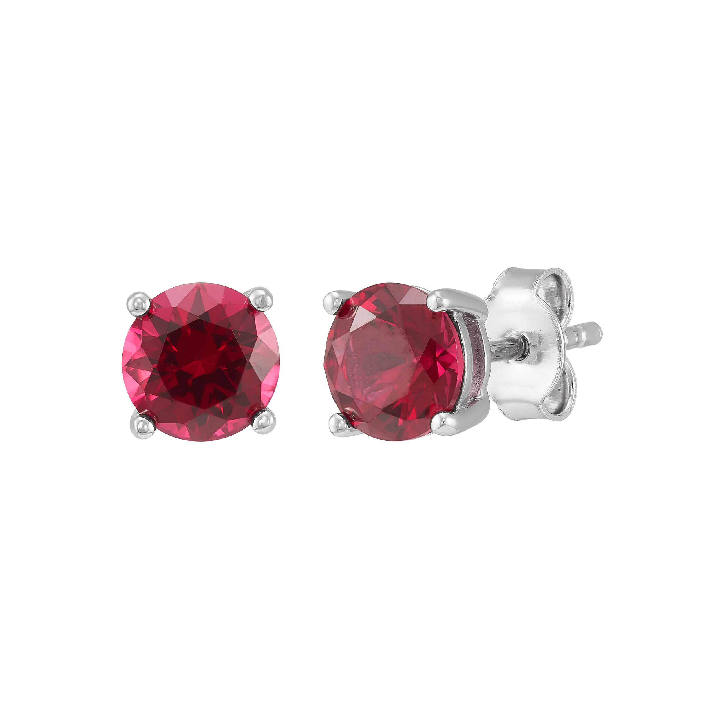 Brilliance Fine Jewelry Created Ruby and White Cubic Zircoina Pendant Necklace and Studs Set in Sterling Silver