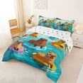 thumbnail image 2 of jejeloiu Kawaii Capybara Print Full Size Comforter Sets,Cute Animals Bedding Comforter Set For Boys,Teal Orange,Polkadot Reversible,3pcs,1 Comforter and 2 Pillowcases, 2 of 7