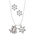 thumbnail image 1 of Delight Jewelry Silvertone Large Filigree Frog Silver tone Snowflake Charm Necklace and Stud Earrings, 1 of 4