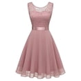 thumbnail image 1 of Guardurnaity Vestido de mujer Color sólido Encaje Empalme Fiesta Citas Retro Swing Vestidos Mezcla de algodón Moda Ropa casual M Blanco Vestidos METRO Rosa, 1 of 6