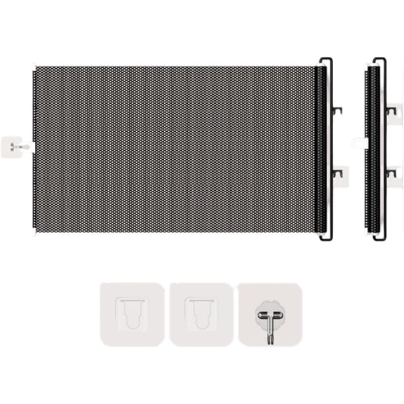 Generic No Drill Retractable Dog Gate,33"Tall Extends to 55"Wide Breathable Mesh Pet Safety Barrier, Rollable Indoor Outdoor Gate for Stairway,Doorway and Household Pet Isolation