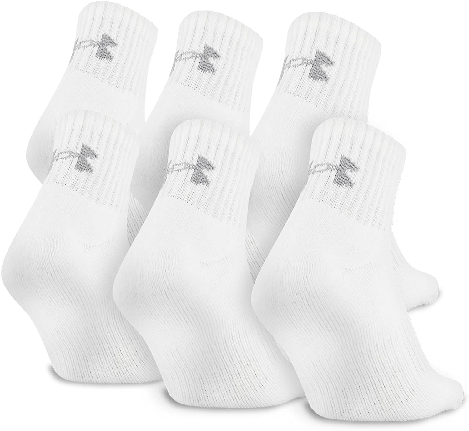 Youth 13.5k-4Y NEW Under Armour UA Charged Cotton 2.0 Quarter Sock White