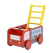 Labebe Baby Walker with Wheel, Red Fire Truck Walker, 2-in-1 Wooden Activity Walker for Baby 1-3 Years, Push Toy/Baby Wagon/Infant Walker Baby/Activity Walker/Learning Walker/Toddler Walker Activity