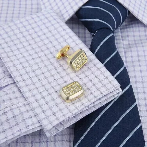 2Ct Round Cut Lab Created Diamond Suits Men's Cufflinks 14K Yellow Gold Plated