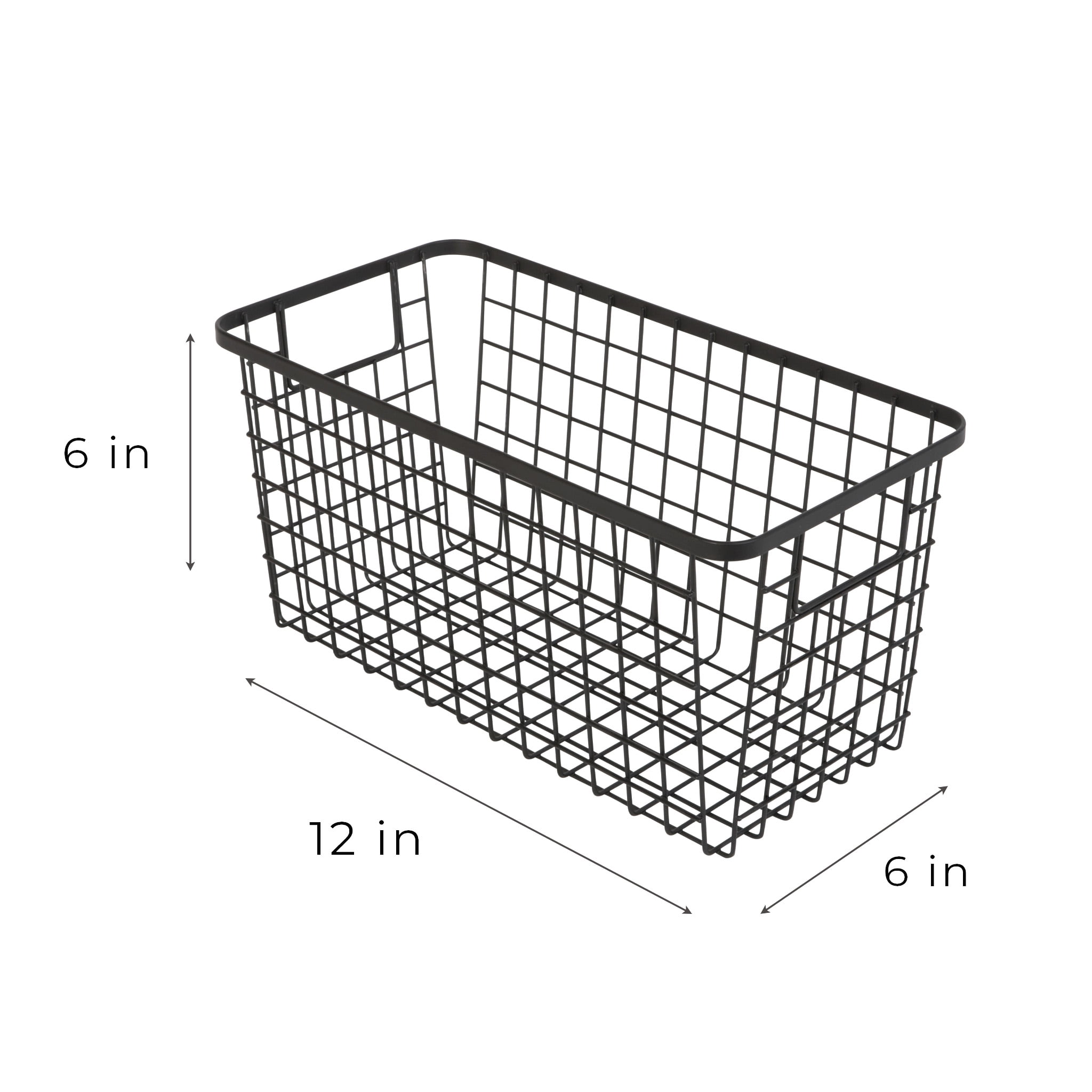 Smart Design Nestable Basket Set - 6 x 6 x 12 inch - Set of 4 - Black