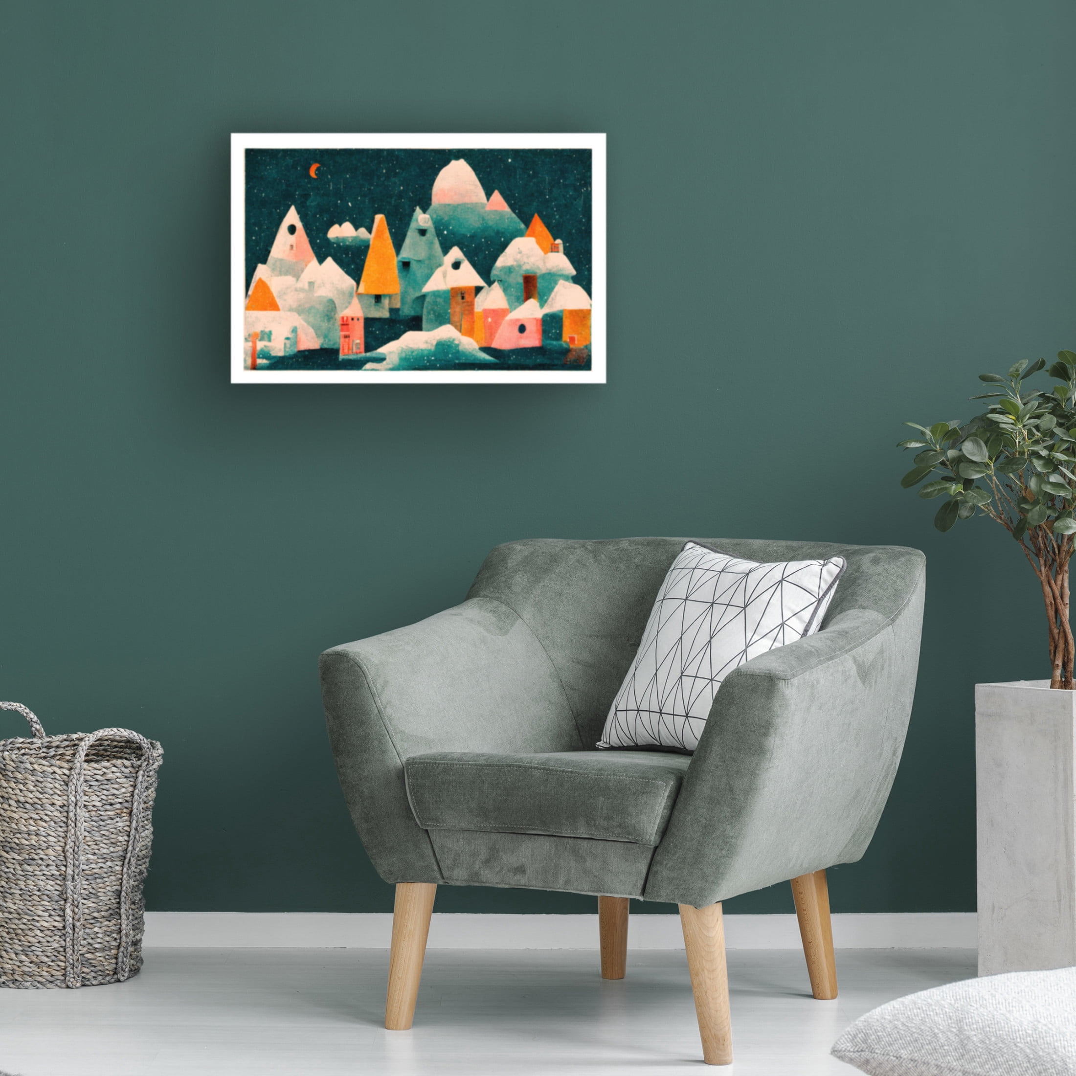 Canvas Wall Art - Treechild 'Little Village With Moon' Wall Art for Living Room, Bedroom, or Office D?cor by Trademark Fine Art - 19 x 12 Inches