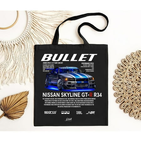 vintage Nissan Skyline GTR R34 Paul Walker Tote Bag-TH21986