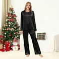 thumbnail image 2 of Family Matching Christmas Pajamas Silk Christmas Pjs Long Sleeve Pullover Holiday Nightwear Top and Pants 2 Piece Set Funny Family Christmas Pjs Matching Sets, 2 of 8