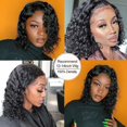 thumbnail image 2 of Deep Wave 13x4 Frontal Bob Wigs Human Hair Lace Front Wig Short Curly Hair 150% Density Pre Plucked with Baby Hair Natural Hairline 16 Inch, 2 of 8