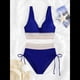 thumbnail image 3 of Bikini de Dos Piezas para Mujer, Cintura Alta, Cuello Halter, Traje de Baño Adelgazante, Azul Oscuro, Talla S, 3 of 7